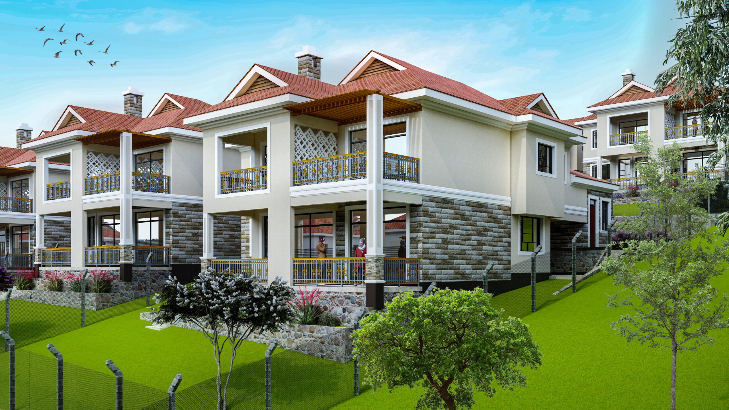 8 Villas bottom row garden